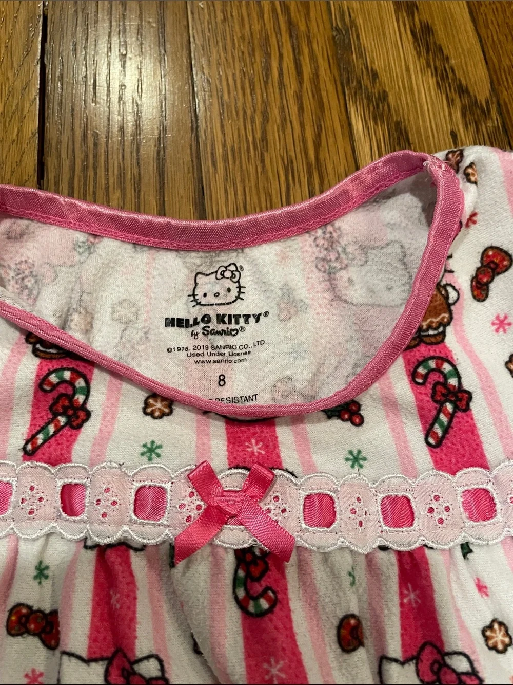 Sanrio Pink and White Hello Kitty Striped Holiday Nightgown